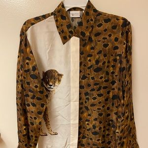 VINTAGE SILK LEOPARD PRINT SHIRT